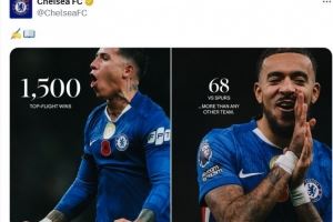 切尔西达成1500场顶级联赛胜利里程碑，其中对热刺68胜为最多